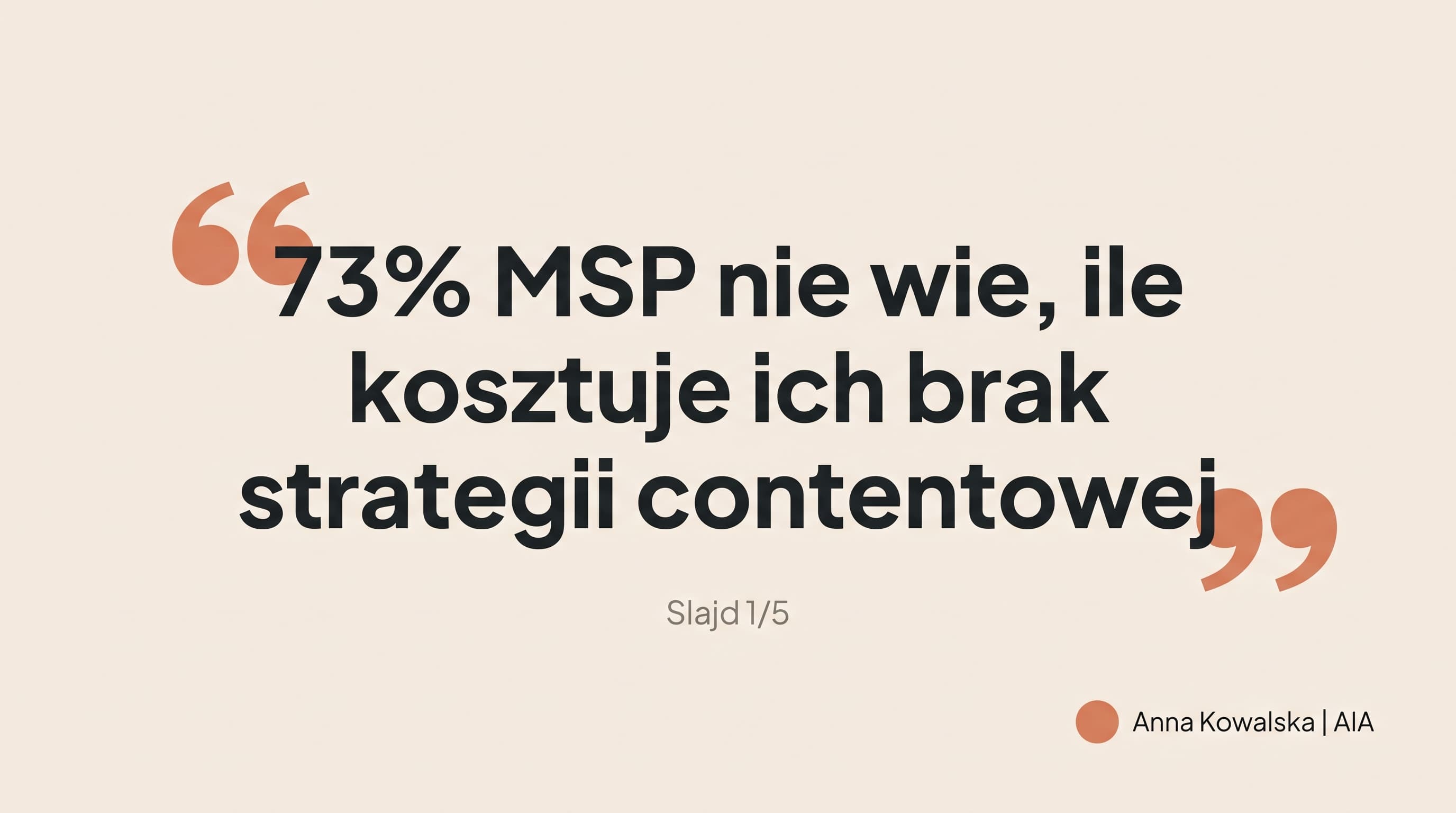 Carousel LinkedIn — slajd otwierający z cytatem statystycznym