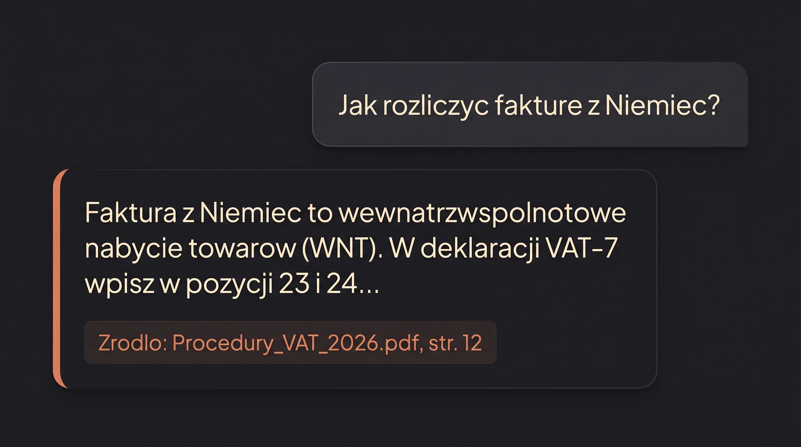 Agent odpowiada z odnośnikiem do źródła z którego się nauczył